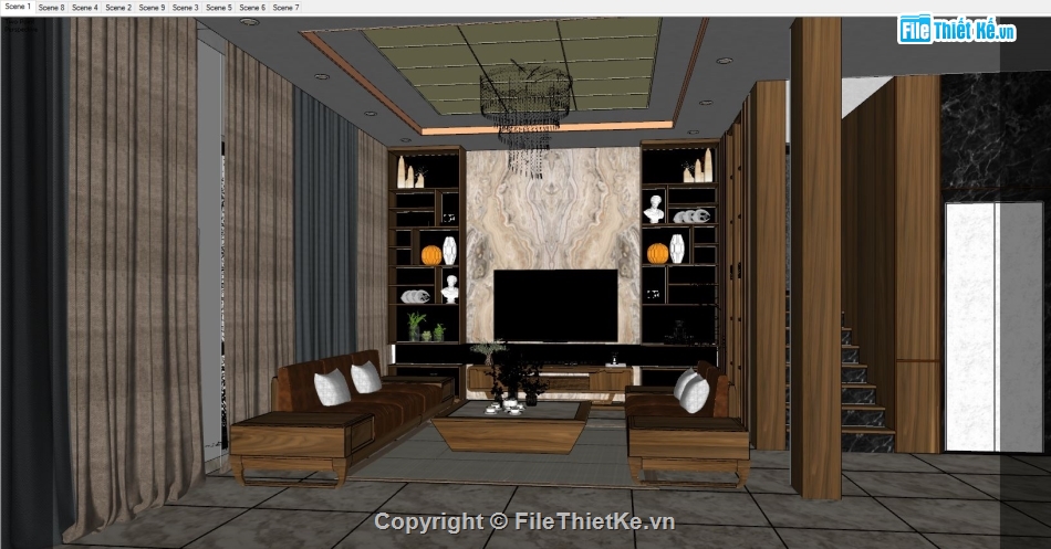 sketchup nội thất,File sketchup nội thất,nội thất phòng bếp,sketchup nội thất phòng bếp,sketchup bàn ăn,nội thất phòng khách