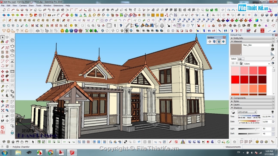 mẫu biệt thự sketchup 11x15m,Sketchup Biệt thự,SU biệt thự,ngoại thất biệt thự su