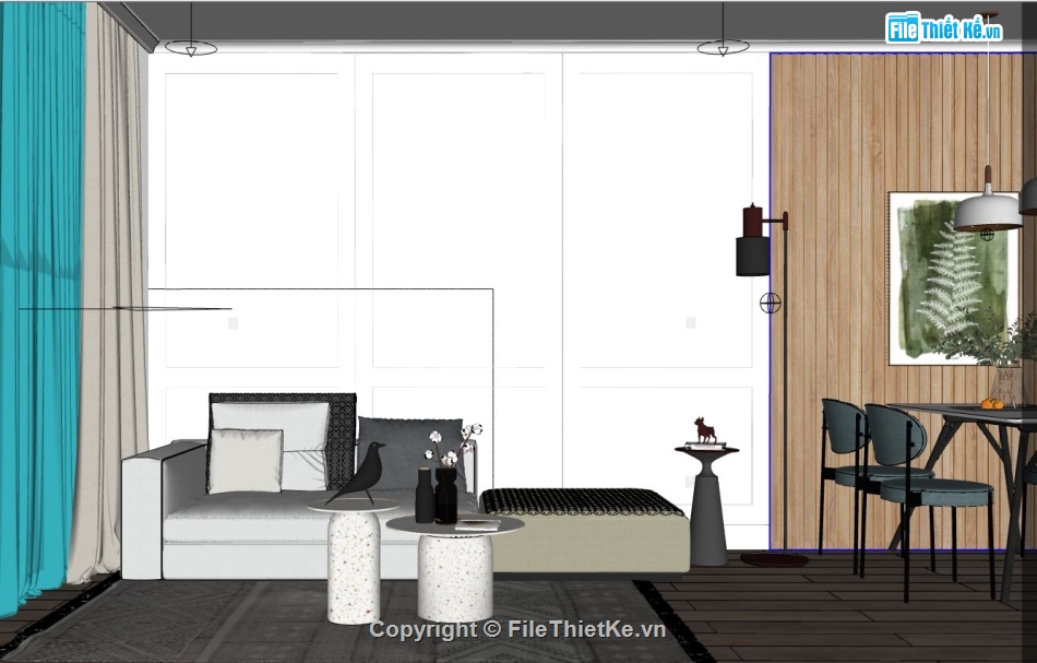 File su nội thất chung cư,File nội thất chung cư,Sketchup nội thất chung cư,Nội thất chung cư,SU phối các phòng chung cư