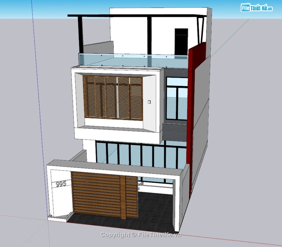 Nhà phố 2 tầng,file nhà phố sketchup,nhà phố sketchup 2 tầng,nhà phố sketchup