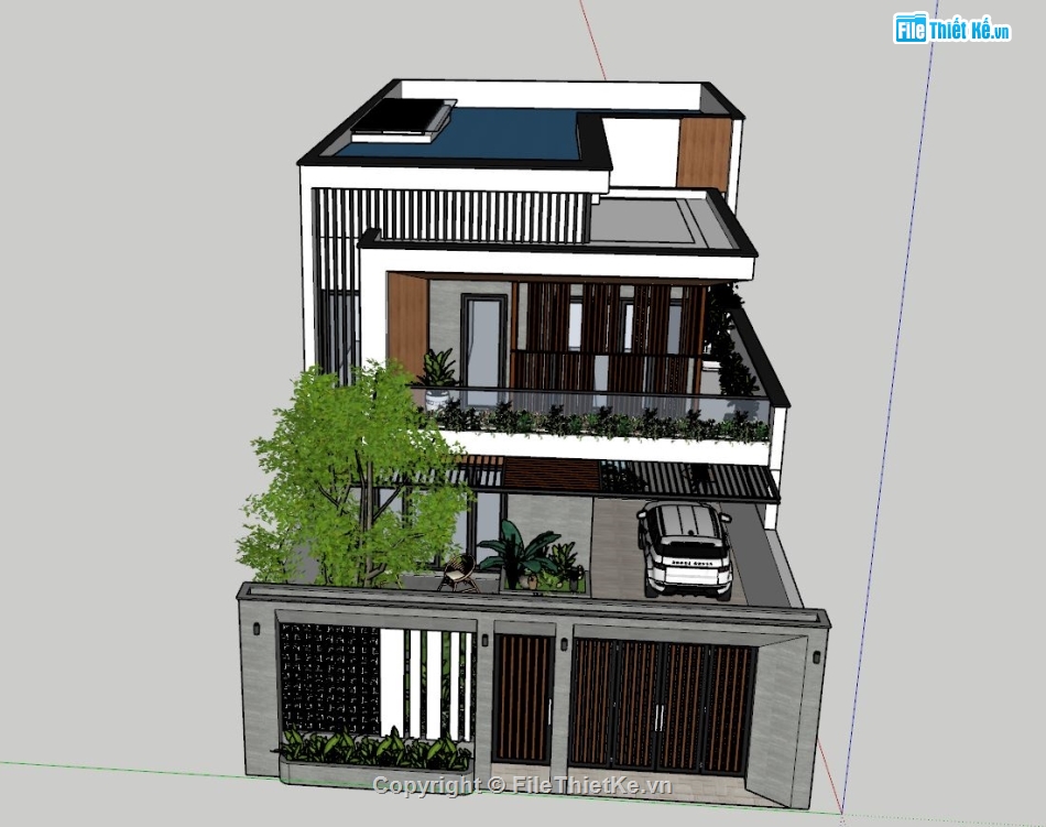 file sketchup nhà phố 2 tầng,Model Nhà phố 2 tầng,file su nhà phố,Nhà phố sketchup