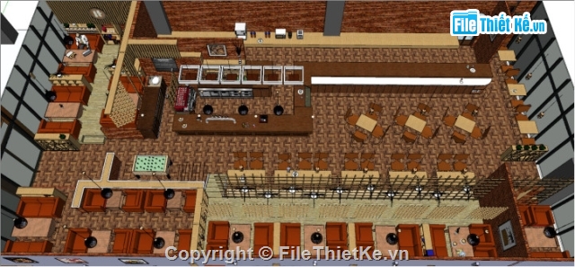 File sketchup quán Cafe,File sketchups quán CAFE hiện đại,Model sketchup quán Cafe