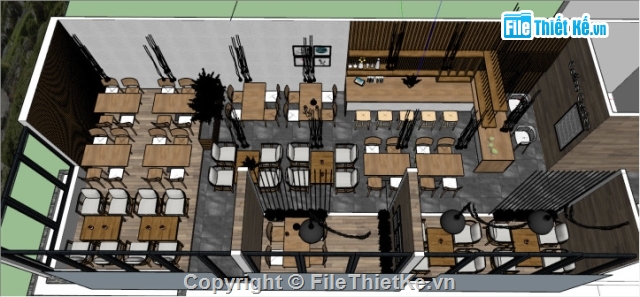 File sketchup quán CAFE,Model sketchup quán CaFe hiện đại,Model sketchup quán Cafe