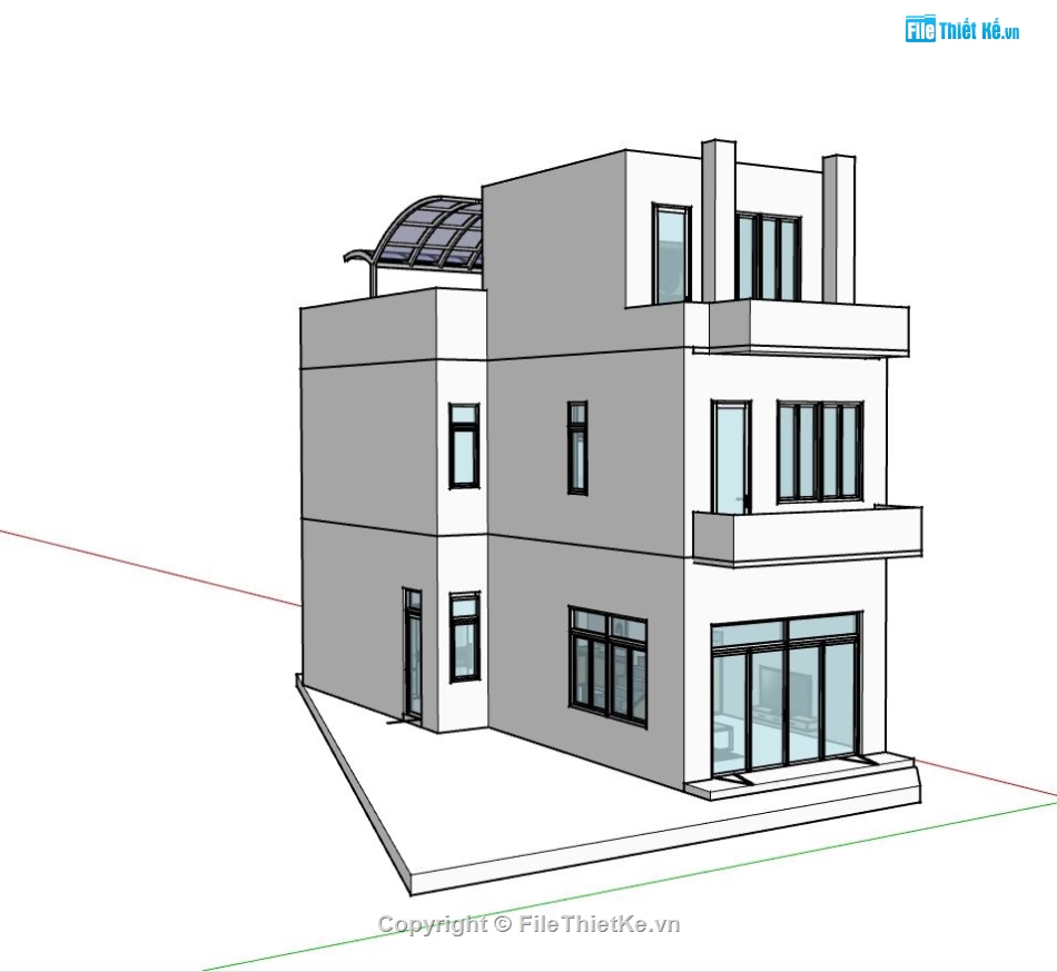 nhà phố 3 tầng,file su nhà phố 3 tầng,mẫu sketchup nhà phố 3 tầng,thiết kế nhà phố 3 tầng