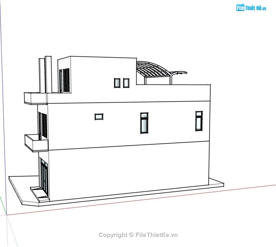 nhà phố 3 tầng,file su nhà phố 3 tầng,mẫu sketchup nhà phố 3 tầng,thiết kế nhà phố 3 tầng