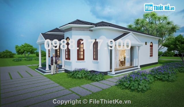 nhà đẹp 3d,mẫu nhà đẹp,sketchup nhà vườn,sketchup biệt thự 1 tầng,sketchup biệt thự nhà vườn