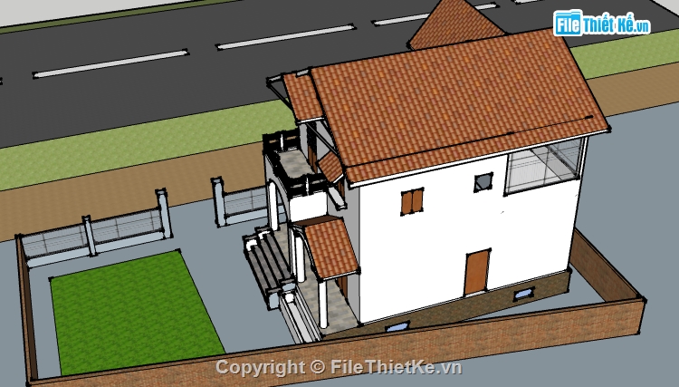 biệt thự 2 tầng,Su biệt thự 2 tầng,File su biệt thự 2 tầng,File sketchup biệt thự 2 tầng,Sketchup biệt thự 2 tầng