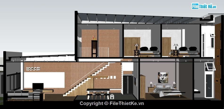 Model sketchup nhà 2 tầng,Model sketchup nhà phố,model sketchup nội thất nhà dân,Model sketchup nội thất