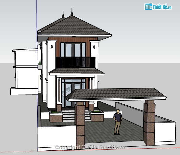 biệt thự 2 tầng,File su biệt thự 2 tầng,Su biệt thự 2 tầng,Model biệt thự 2 tầng,biệt thự 10x25m