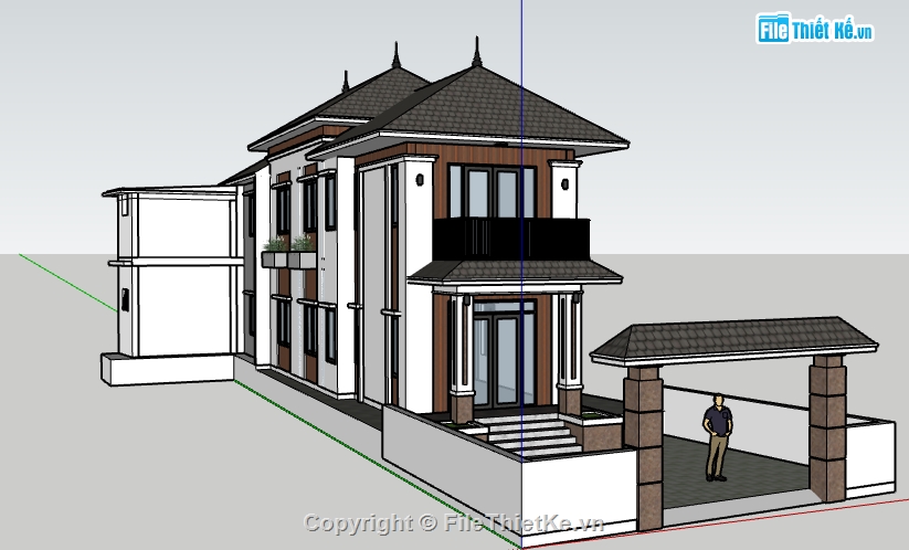 biệt thự 2 tầng,File su biệt thự 2 tầng,Su biệt thự 2 tầng,Model biệt thự 2 tầng,biệt thự 10x25m