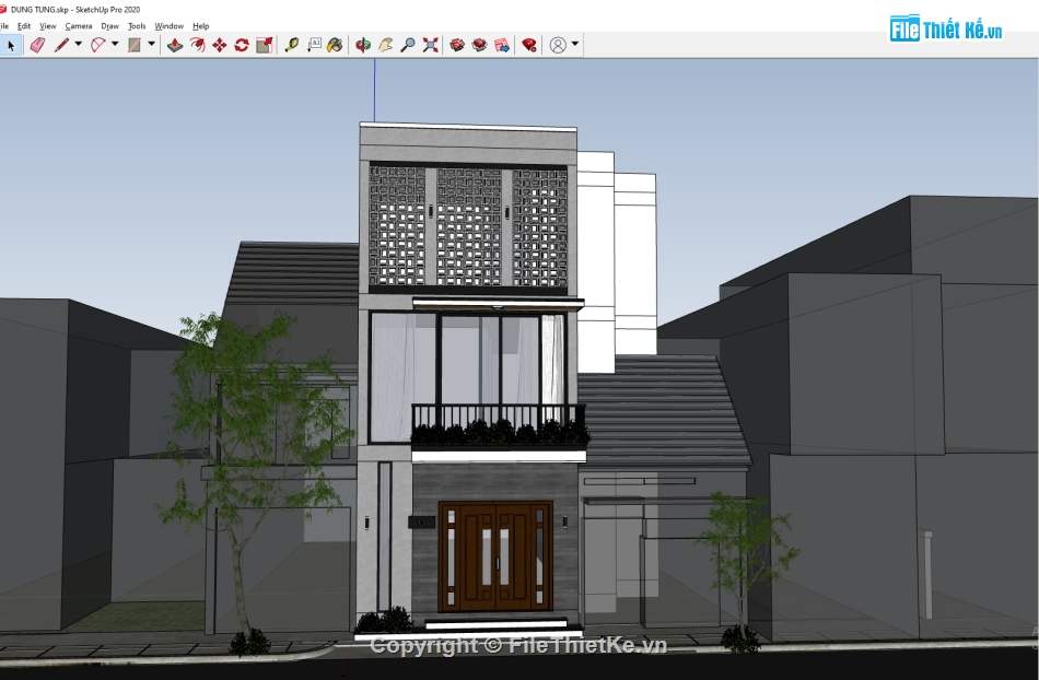 File SU 2019 nhà 3 tầng,Sketchup nhà phố 3 tầng,nhà 3 tầng hiện đại,su nhà phố,su nhà phố 3 tầng