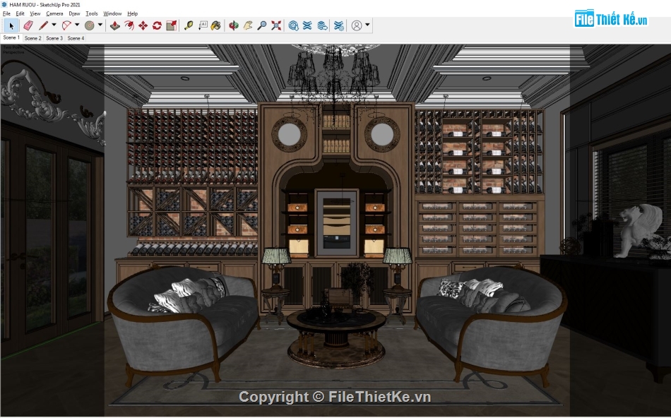 Phòng rượu Model,Sketchup phòng rượu,File su phòng rượu,Su Phòng trưng bày rượu