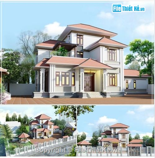 Biệt thự 2 tầng hiện đại,Biệt thự  2 tầng,File SU Biệt thự 2 tầng