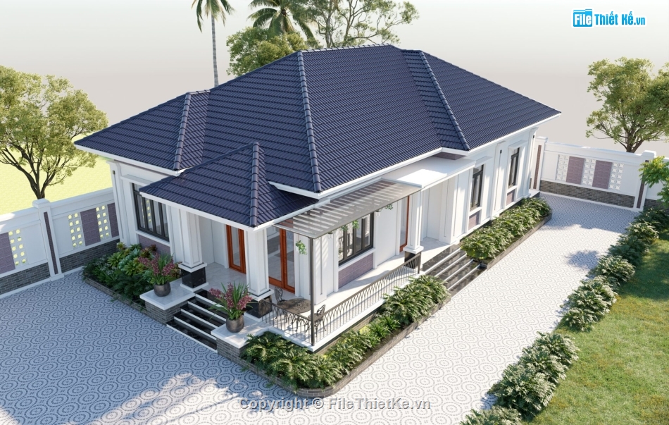 su biệt thự 1 tầng,sketchup biệt thự 1 tầng,su biệt thự,sketchup biệt thự