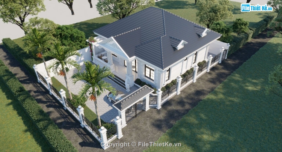 su biệt thự,sketchup biệt thự,su biệt thự 1 tầng,sketchup biệt thự 1 tầng