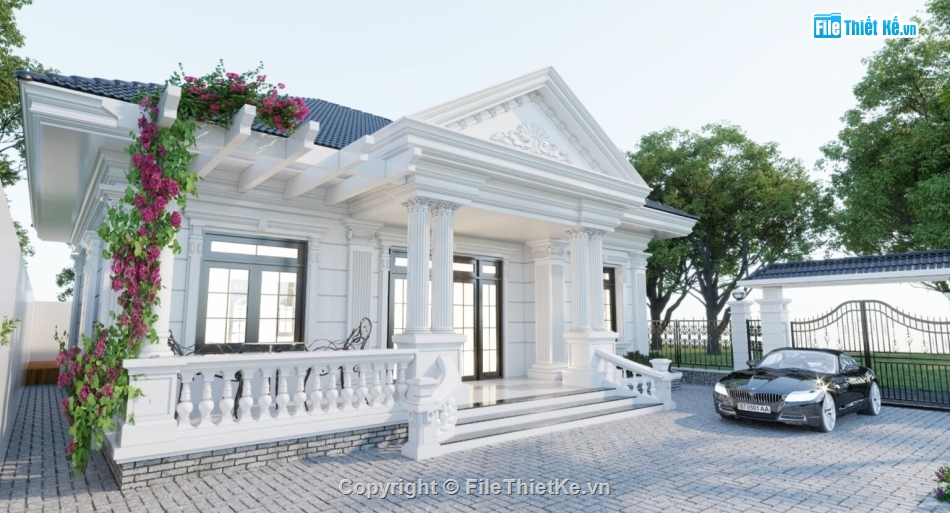 su biệt thự,sketchup biệt thự,su biệt thự 1 tầng,sketchup biệt thự 1 tầng