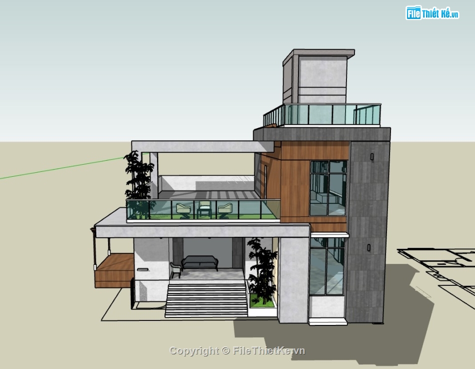 su biệt thự,sketchup biệt thự,su biệt thự 2 tầng,sketchup biệt thự 2 tầng