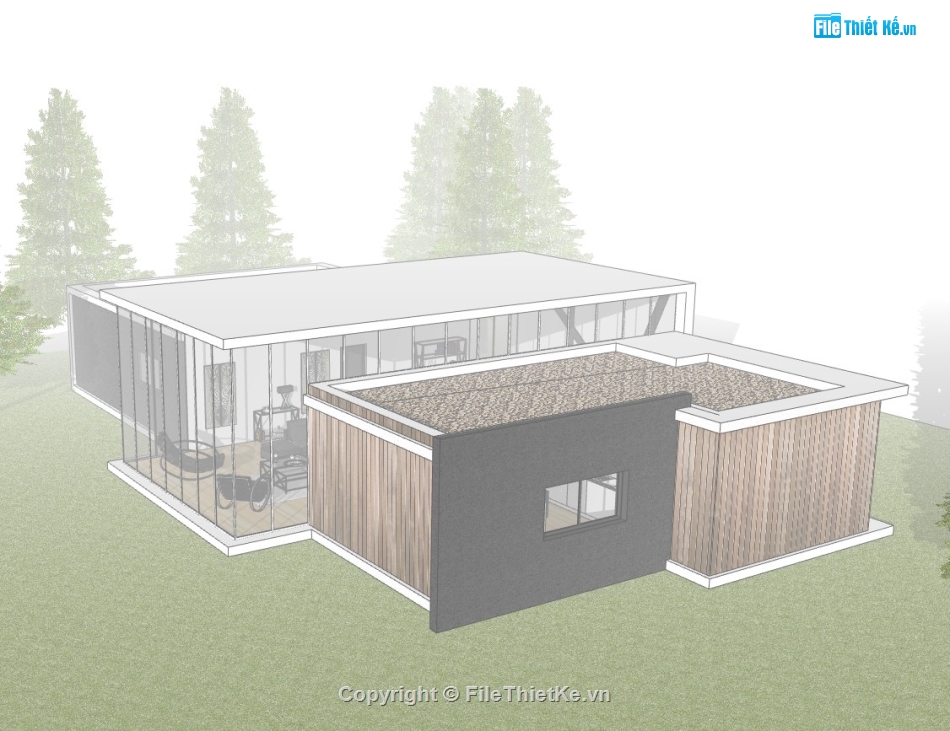 su biệt thự,sketchup biệt thự,su biệt thự 1 tầng