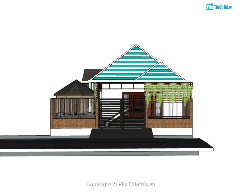 biệt thự 1 tầng,su biệt thự,sketchup biệt thự,biệt thự 1 tầng su