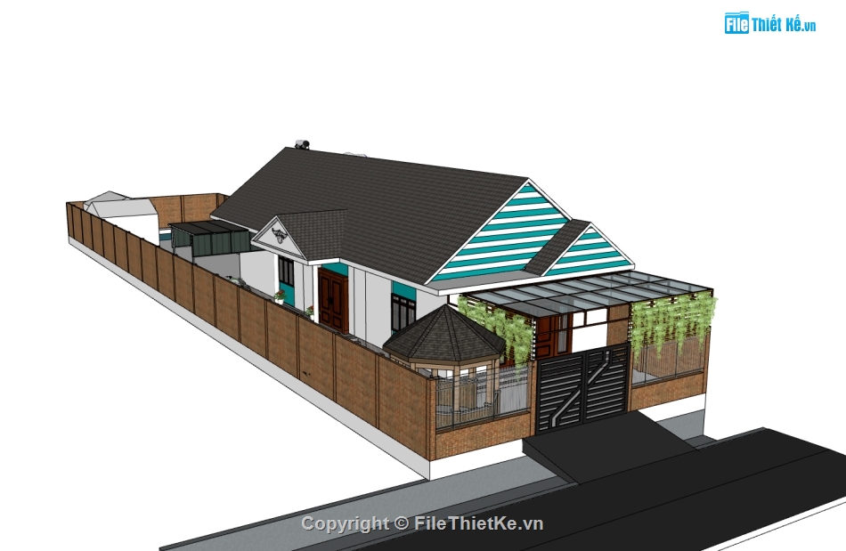 biệt thự 1 tầng,su biệt thự,sketchup biệt thự,biệt thự 1 tầng su