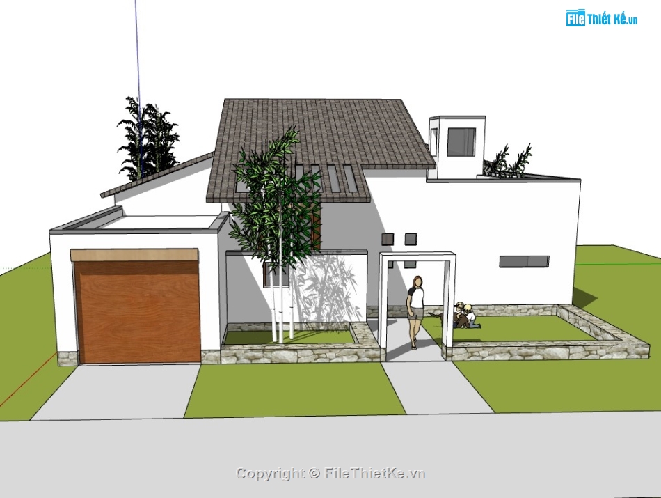 biệt thự 1 tầng,su biệt thự,sketchup biệt thự,su biệt thự 1 tầng