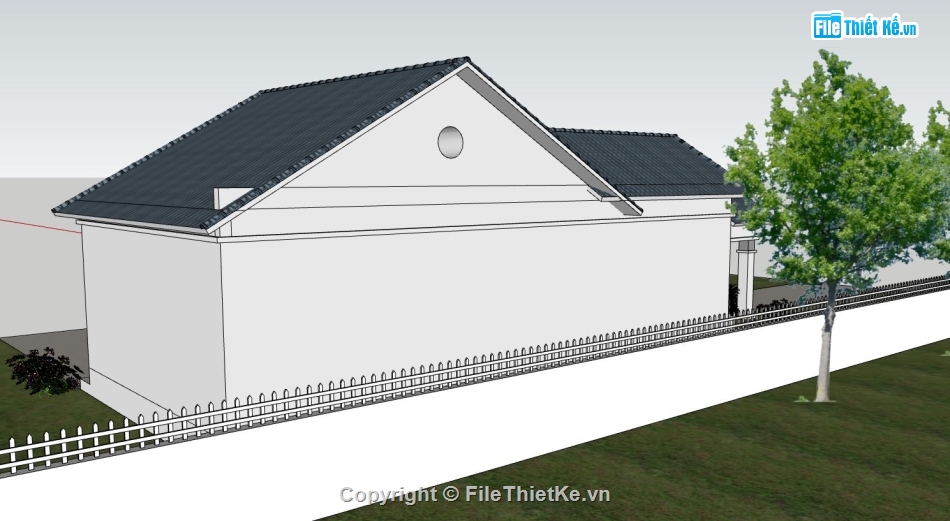 biệt thự 1 tầng,model su biệt thự 1 tầng,file sketchup biệt thự đẹp,mẫu biệt thự 1 tầng