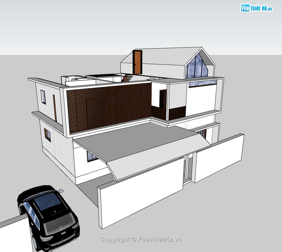 biệt thự 2 tầng,su biệt thự,sketchup biệt thự