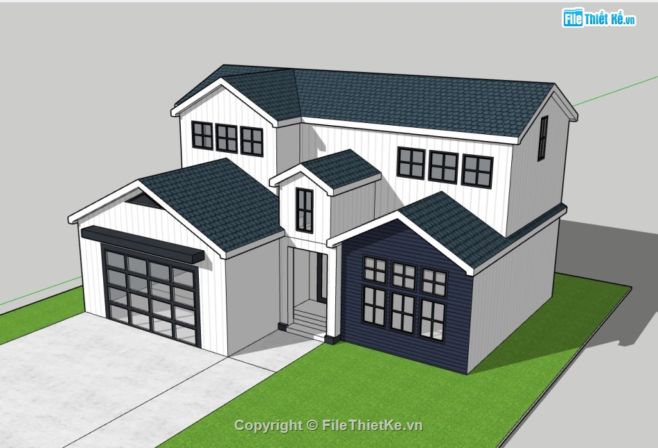 biệt thự 2 tầng,biệt thự,su biệt thự,sketchup biệt thự