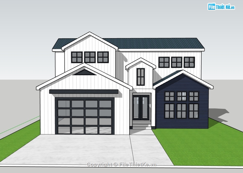 biệt thự 2 tầng,biệt thự,su biệt thự,sketchup biệt thự