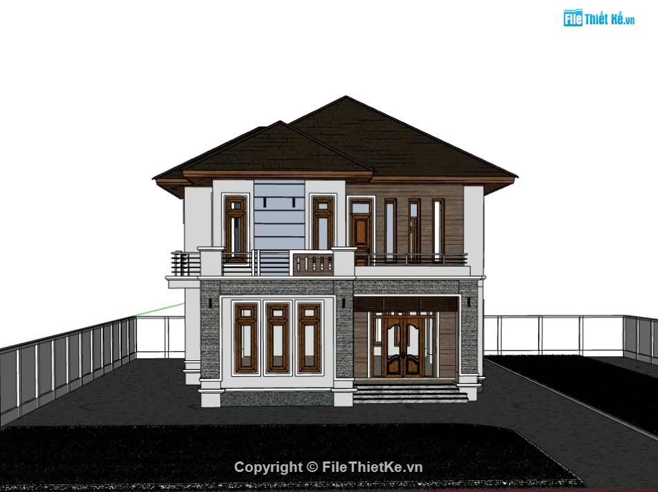 biệt thự 2 tầng,su biệt thự,sketchup biệt thự,su biệt thự 2 tầng