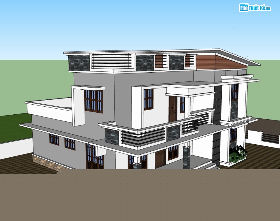 biệt thự 2 tầng,su biệt thự 2 tầng,sketchup biệt thự,su biệt thự,sketchup biệt thự 2 tầng