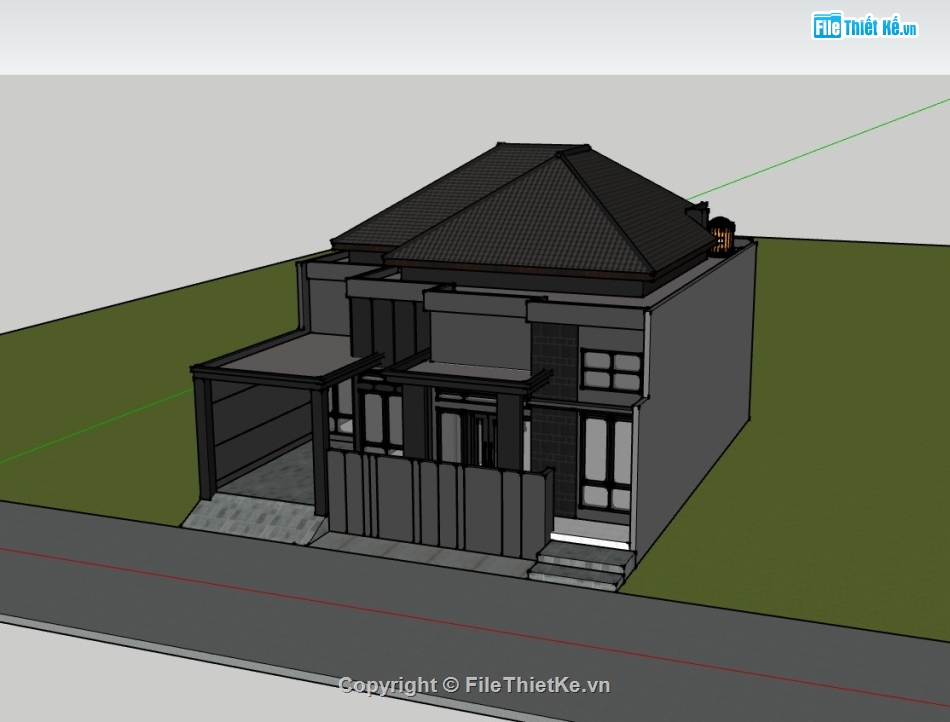 biệt thự 2 tầng,su biệt thự,sketchup biệt thự