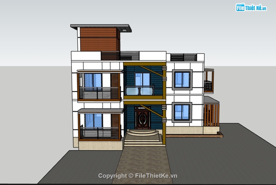 biệt thự 2 tầng,su biệt thự,sketchup biệt thự,su biệt thự 2 tầng