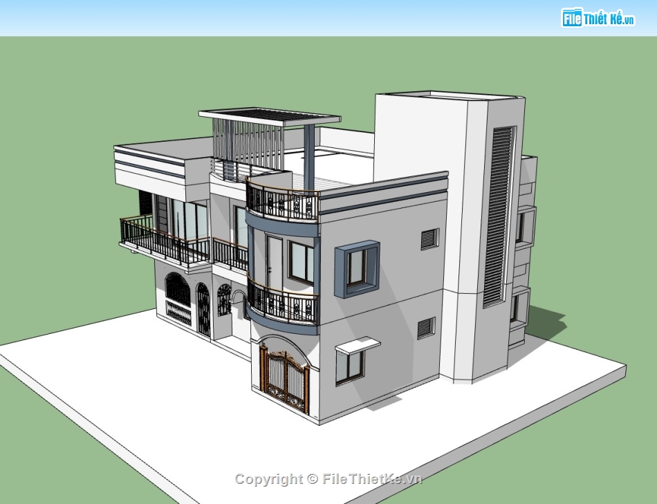 biệt thự 2 tầng,biệt thự 2 tầng sketchup,su biệt thự 2 tầng,su biệt thự,sketchup biệt thự