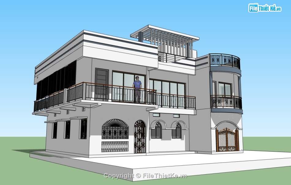 biệt thự 2 tầng,biệt thự 2 tầng sketchup,su biệt thự 2 tầng,su biệt thự,sketchup biệt thự