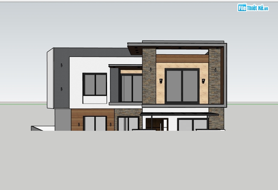 biệt thự 2 tầng,su biệt thự,sketchup biệt thự,su biệt thự 2 tầng