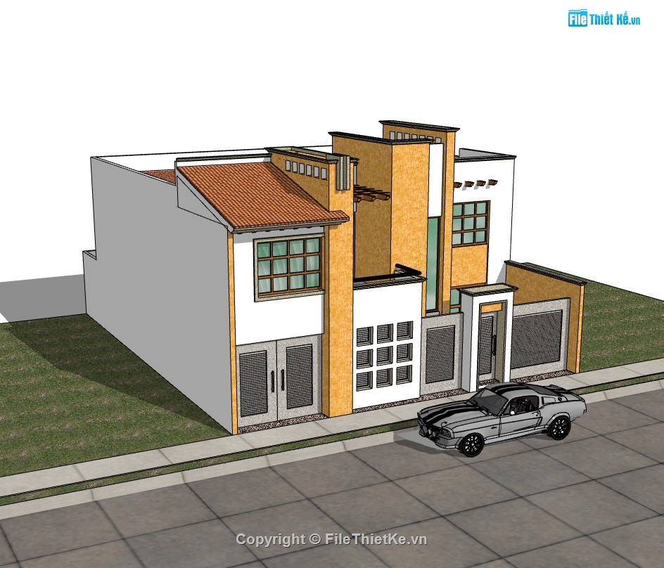 biệt thự 2 tầng,su biệt thự,sketchup biệt thự 2 tầng,su biệt thự 2 tầng