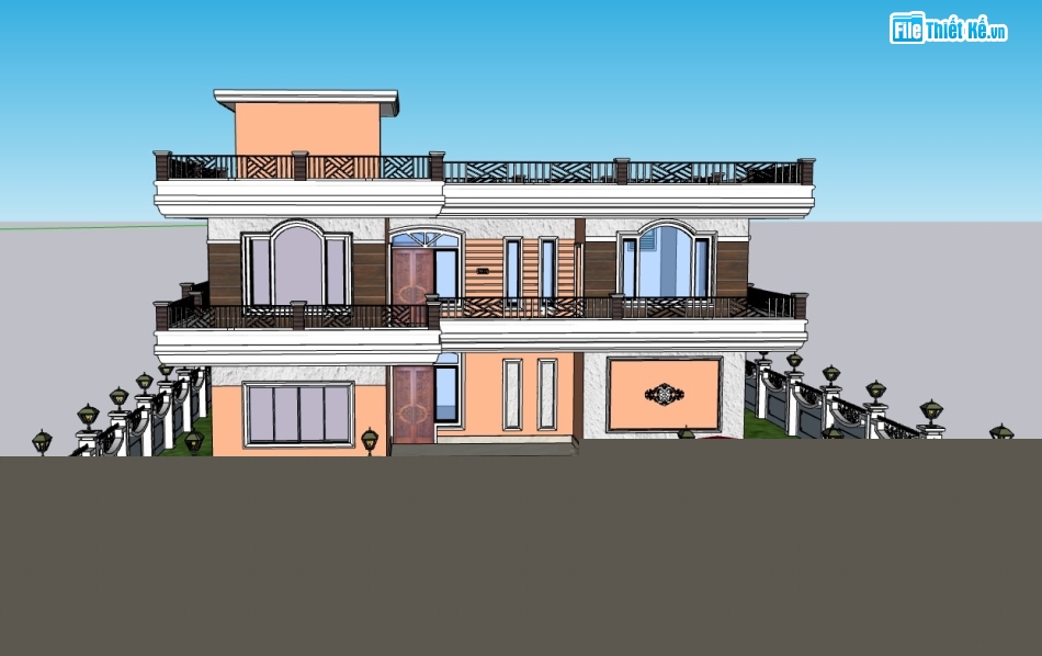 biệt thự 2 tầng,su biệt thự,sketchup biệt thự,su biệt thự 2 tầng