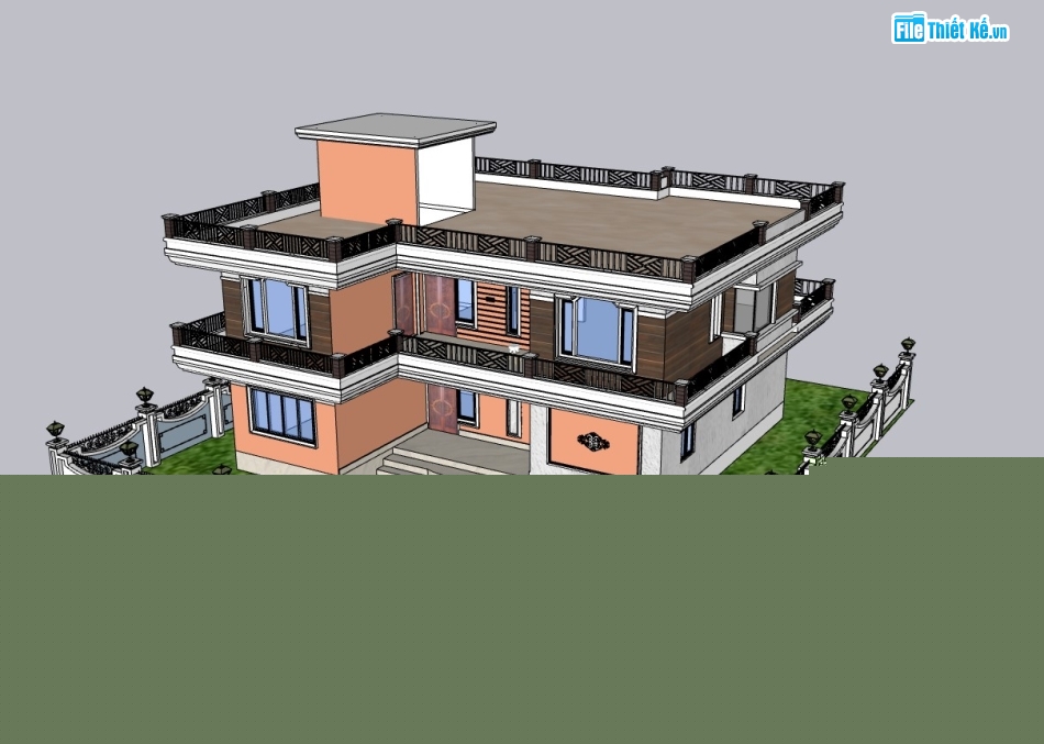biệt thự 2 tầng,su biệt thự,sketchup biệt thự,su biệt thự 2 tầng