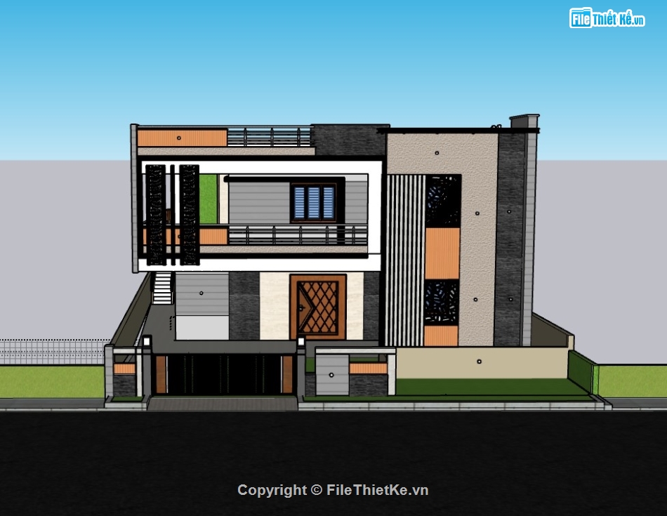 su biệt thự,sketchup biệt thự,su biệt thự 2 tầng