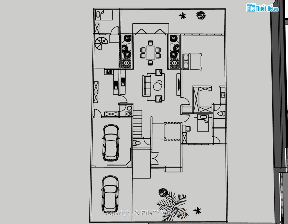 biệt thự 2 tầng,su biệt thự,sketchup biệt thự