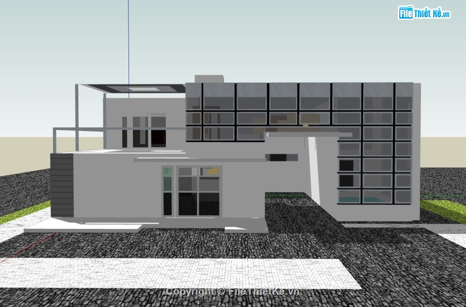 biệt thự 2 tầng,su biệt thự 2 tầng,sketchup biệt thự 2 tnagaf,su biệt thự
