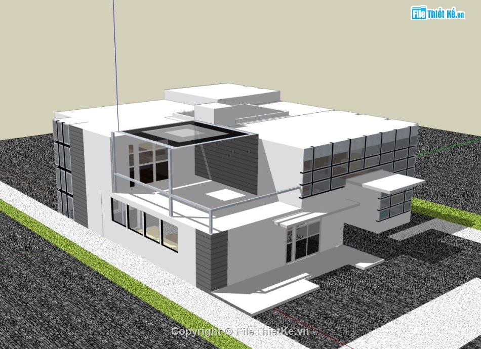 biệt thự 2 tầng,su biệt thự 2 tầng,sketchup biệt thự 2 tnagaf,su biệt thự