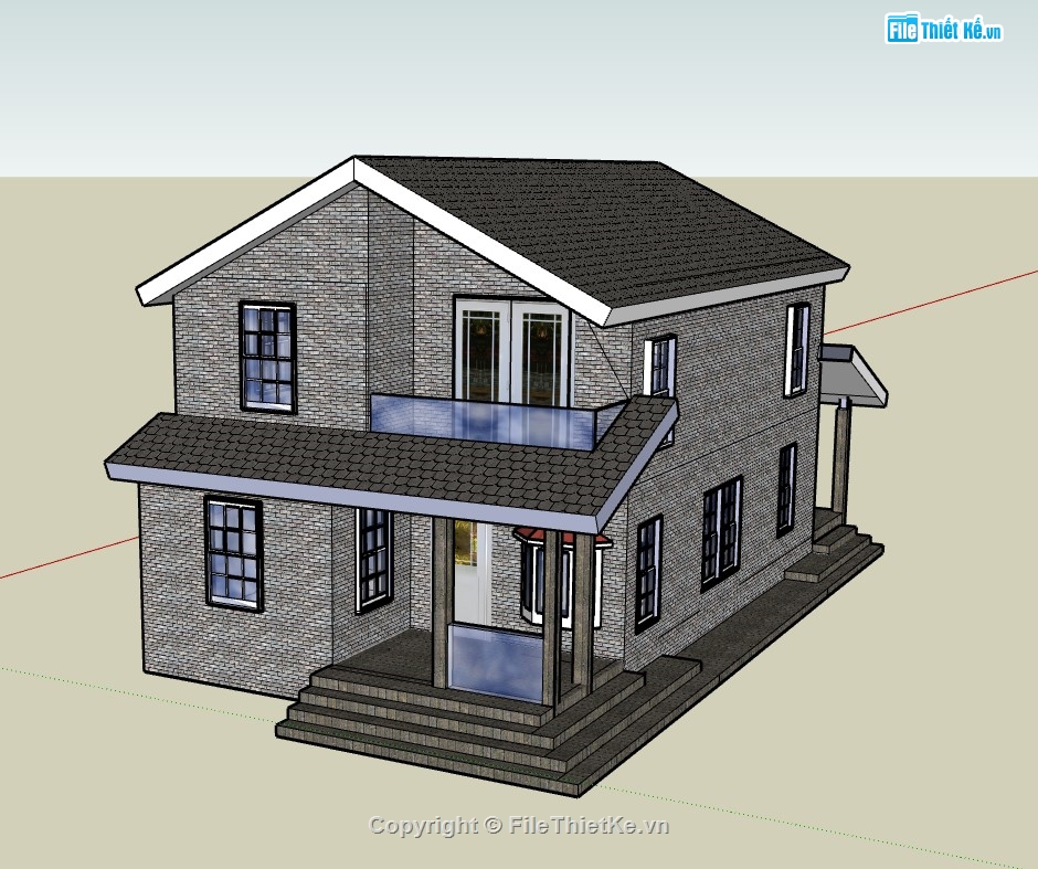 biệt thự 2 tầng,su biệt thự,sketchup biệt thự