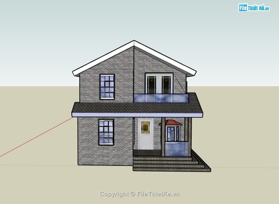 biệt thự 2 tầng,su biệt thự,sketchup biệt thự