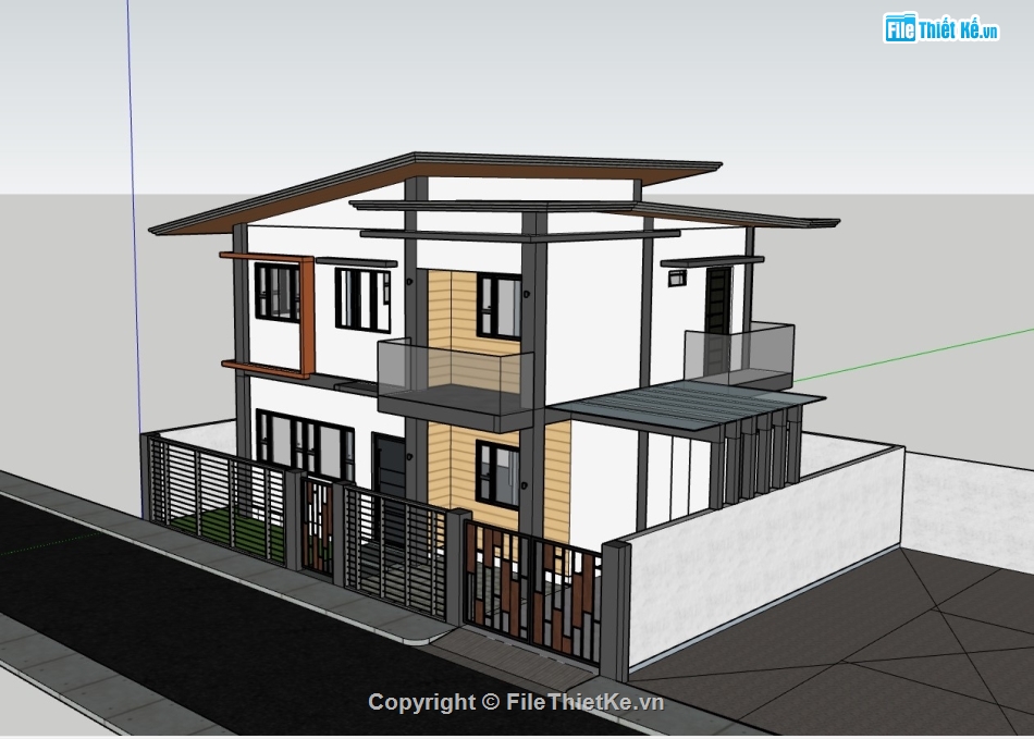 biệt thự 2 tầng,su biệt thự,sketchup biệt thự,su biệt thự 2 tầng