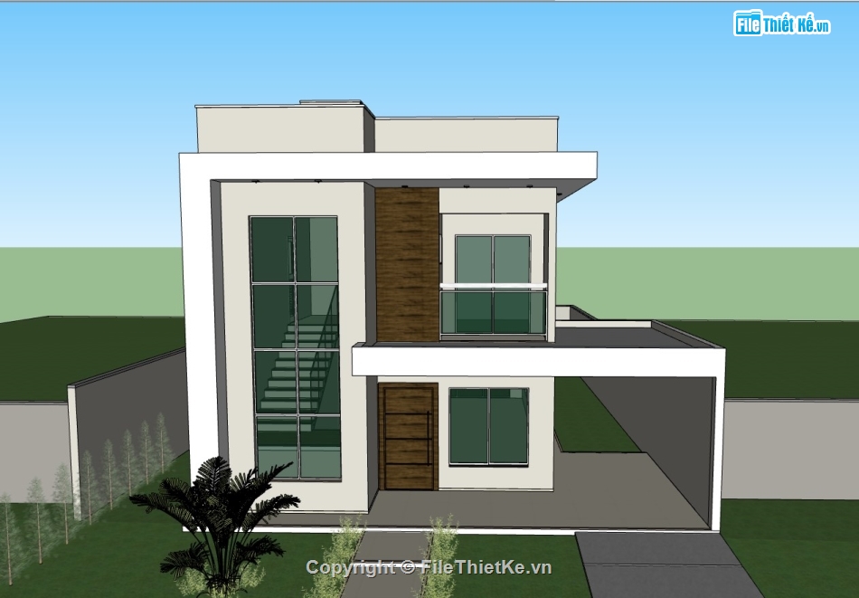 biệt thự 2 tầng,su biệt thự,sketchup biệt thự 2 tầng