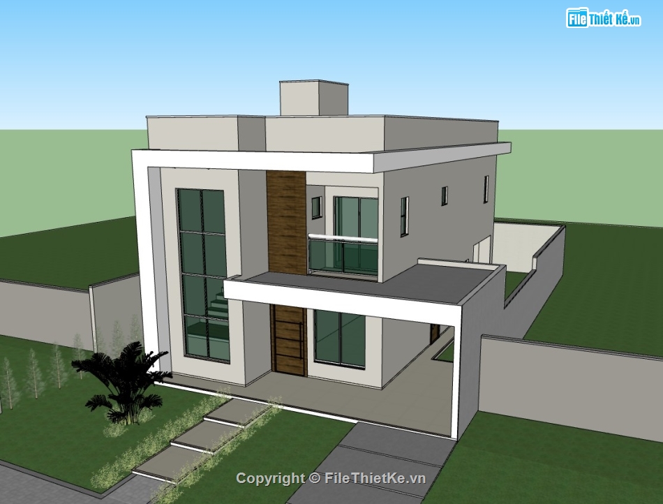 biệt thự 2 tầng,su biệt thự,sketchup biệt thự 2 tầng