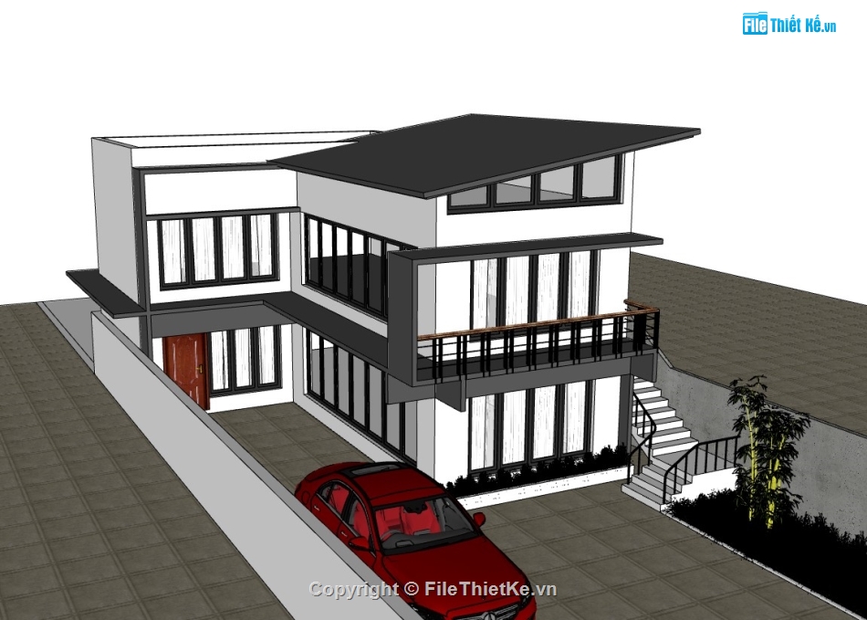 su biệt thự,sketchup biệt thự,su biệt thự 2 tầng