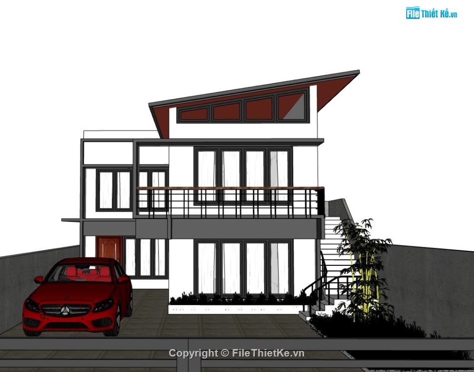 su biệt thự,sketchup biệt thự,su biệt thự 2 tầng